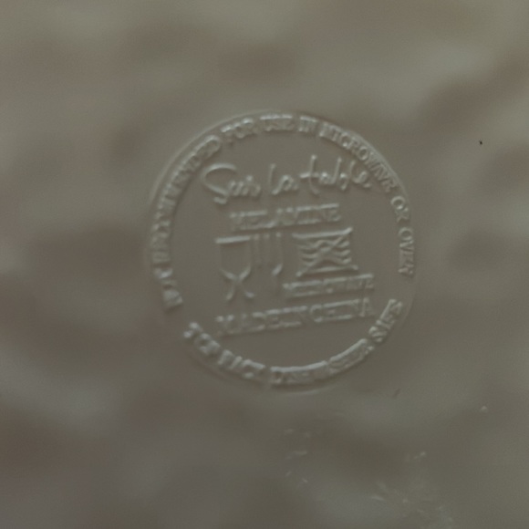 Set of 6 Sur La Table pink 11” floral rose camellia melamine dinner plates VGUC - Picture 4 of 4